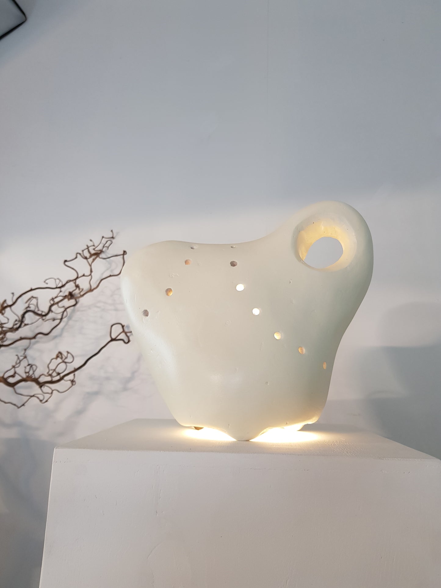 Handmade 'pebble ' Table Lamp in off white