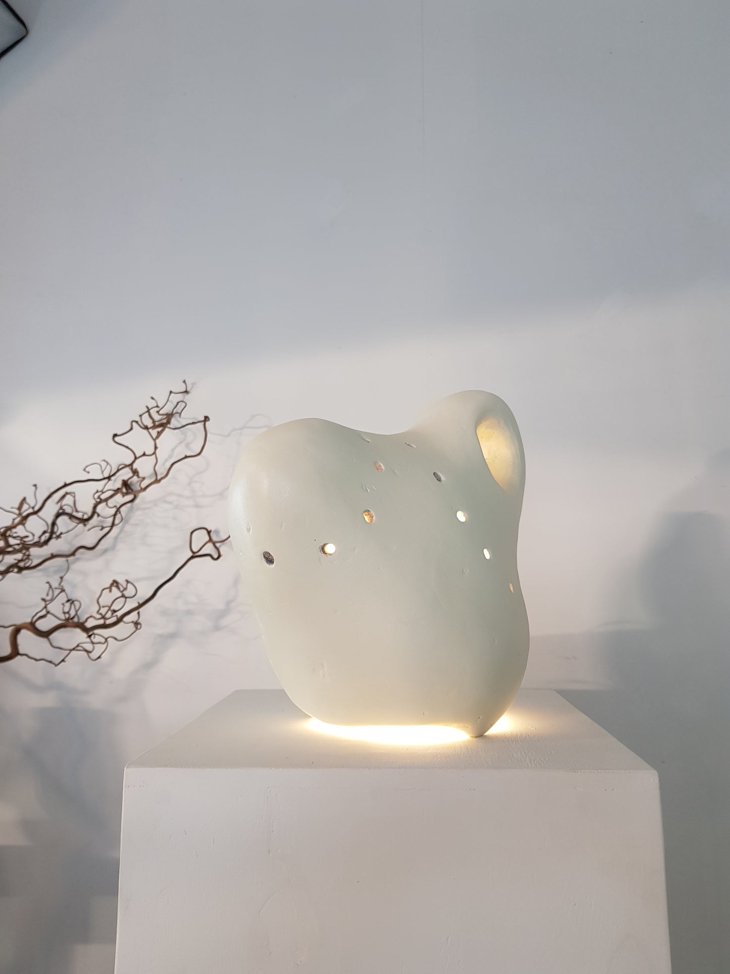 Handmade 'pebble ' Table Lamp in off white