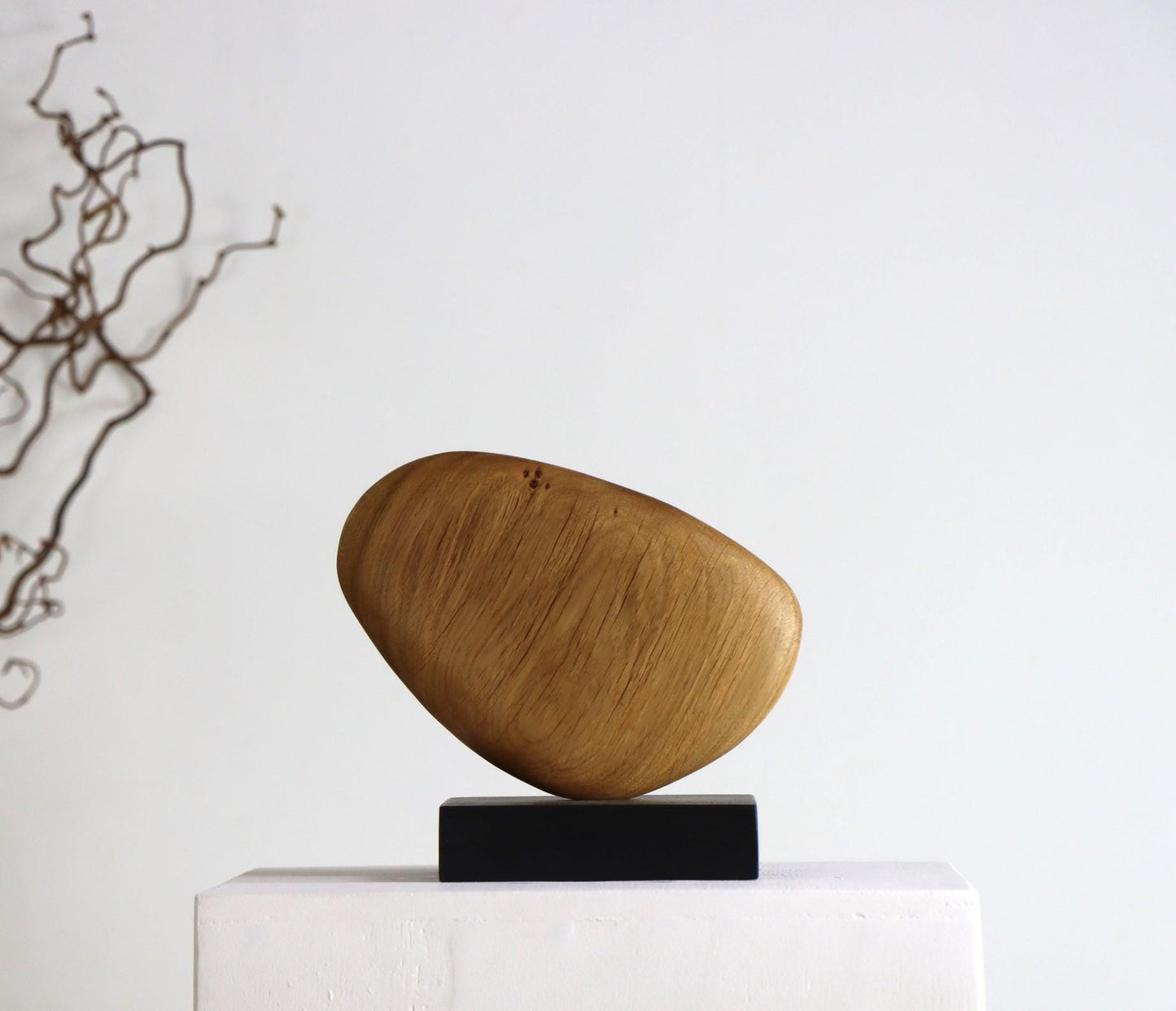 Beautiful hand carved oak pebble sculpture, home decor.