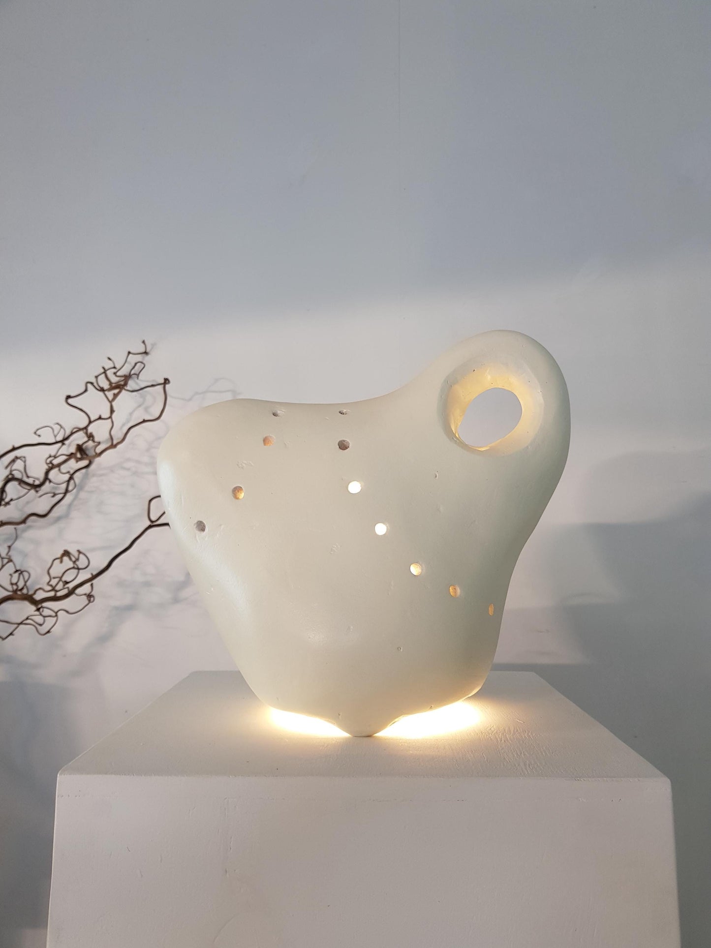 Hand Carved Sculptural Table Lamp