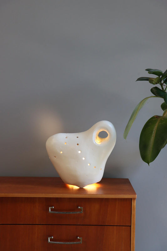 Hand Carved Sculptural Table Lamp