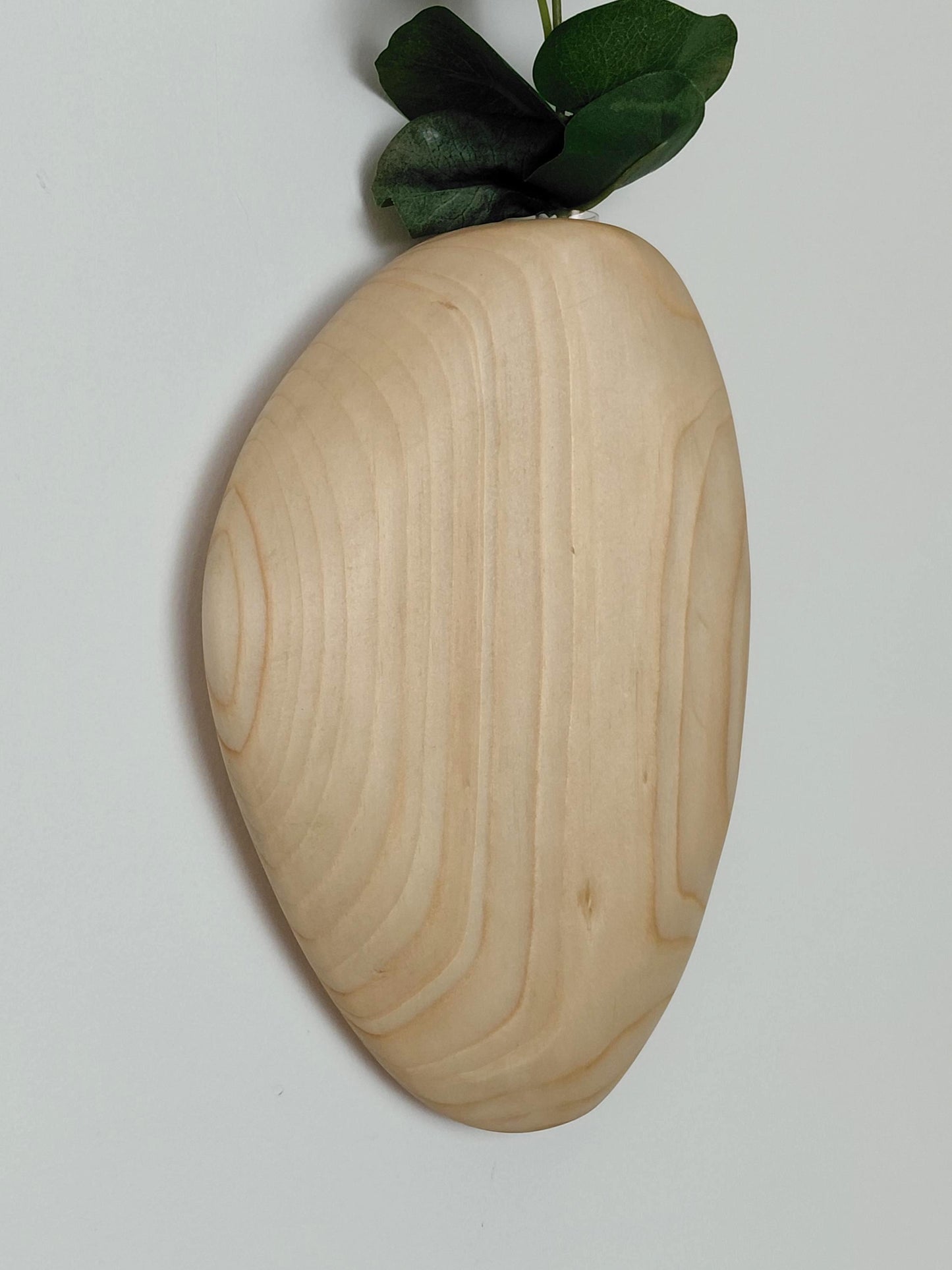 Modern Wall Vase – Pine Wood with Pebble Design